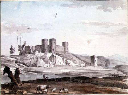 Rhuddlan Castle from the Bridge à Samuel Hieronymous Grimm