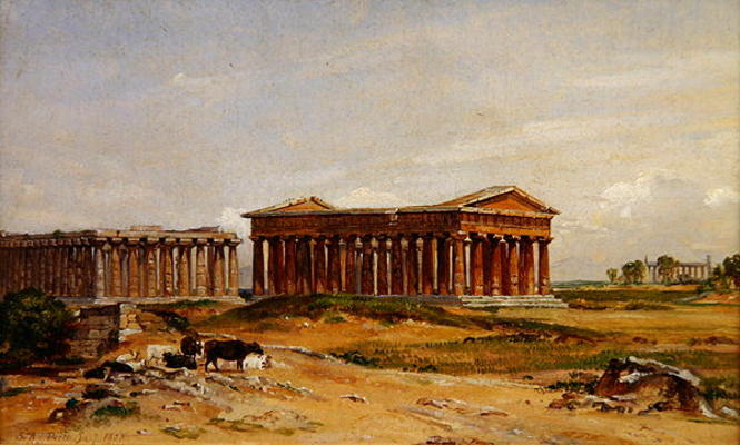 The ruins at Paestum, 1852 (oil on canvas) à Samuel James Ainsley