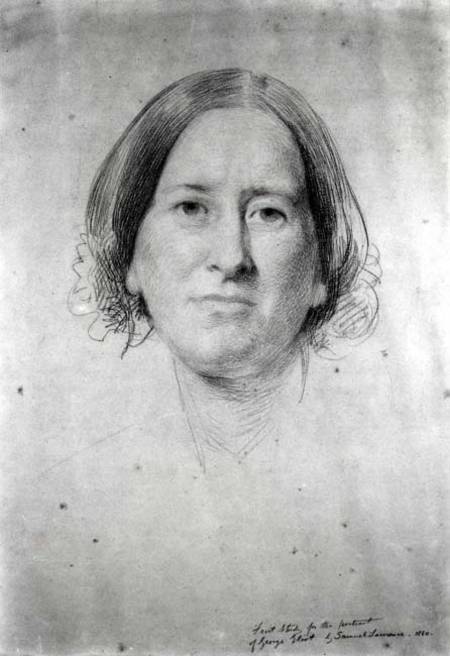 First Study for the Portrait of George Eliot (Mary Ann Evans) (1819-1880) 1860  (b&w photo) à Samuel Laurence
