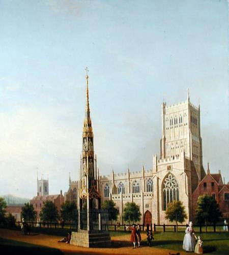 A View of Bristol High Cross and Cathedral à Samuel Scott