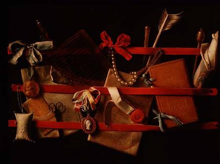A Trompe L'Oeil of Objects Attached to a Letter Rack à Samuel van Hoogstraten