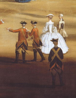 Soldiers and a couple in Horseguards Parade, c.1758 (oil on canvas (detail of 237617) à Samuel Wale