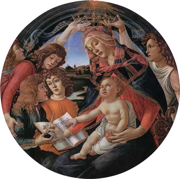 Madonne avec l'enfant et cinq anges à Sandro Botticelli