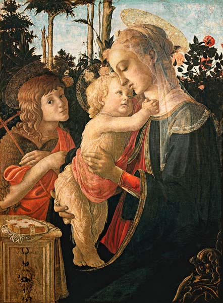 Madone avec l'enfant Jésus et Jean (Détail : Madone) à Sandro Botticelli
