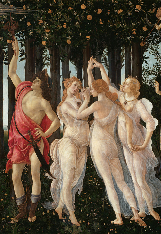 Primavera: Detail of the Three Graces and Mercury à Sandro Botticelli