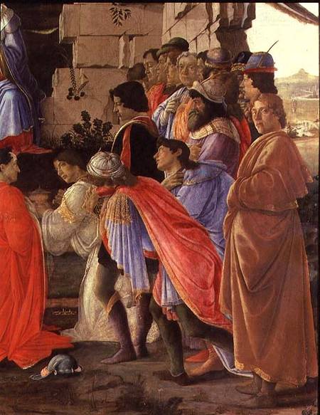 The Adoration of the Magi, detail of depicting self portrait and those of the Medici family à Sandro Botticelli