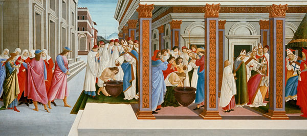 La jeunesse et le premier miracle du Saint Zenobius à Sandro Botticelli