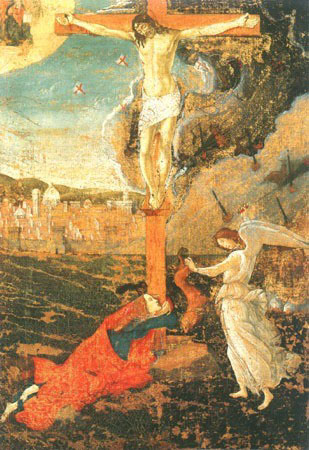 crucifixion avec Marie Magdelaine et un ange à Sandro Botticelli