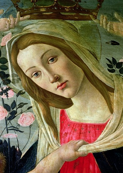 Madonna and Child Crowned Angels, detail of the Madonna à Sandro Botticelli