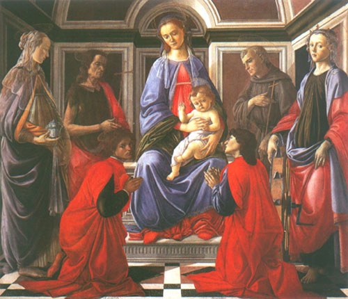 Madonne avec l'enfant et six Saints à Sandro Botticelli