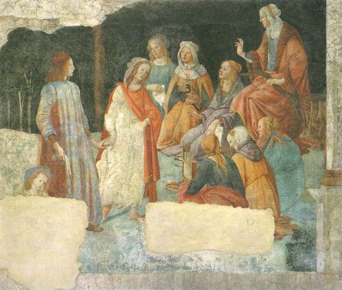 Un jeune homme est introduit dans le cercle des sept arts libres à Sandro Botticelli