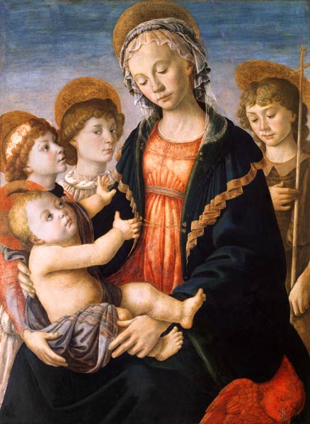 Mary & Child, John, Angels / Botticelli à Sandro Botticelli