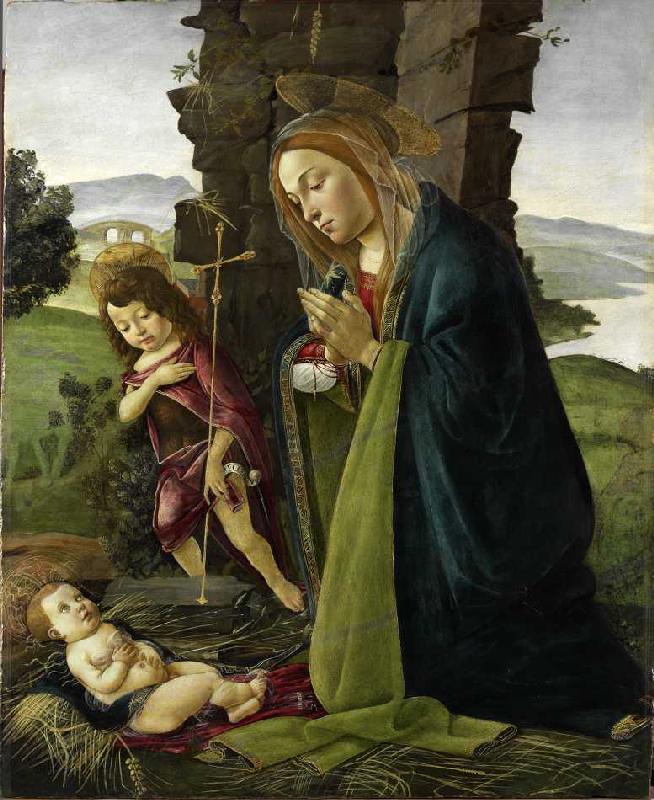 Maria, das Kind anbetend, mit Johannesknaben. à Sandro Botticelli