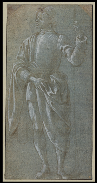 Stehender Jüngling mit drapiertem Mantel und Modellstab à Sandro Botticelli