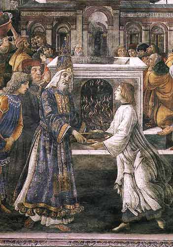 The Purification of the Leper and the Temptation of Christ, in the Sistine Chapel: detail of the pur à Sandro Botticelli