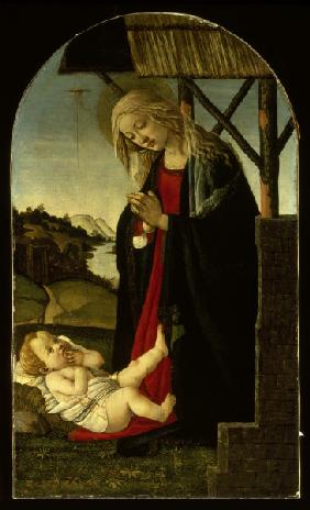 S.Botticelli, Madonna Adoring Christ.