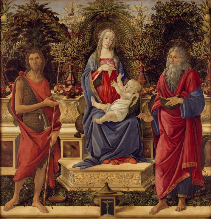 Enthroned Madonna with Child and Saints à Sandro Botticelli