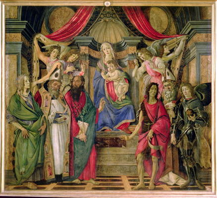 Virgin and Child with Saints from the Altarpiece of San Barnabas, c.1480-81 (tempera on panel) à Sandro Botticelli