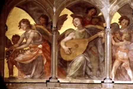 Musical angels within a trompe l'oeil cloister, from the interior west facade à Santi di Tito