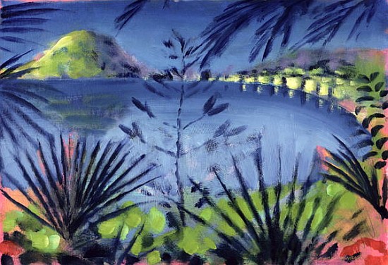Across the Lake (oil on card)  à Sara  Hayward