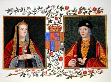 Double portrait of Elizabeth of York (1465-1503) and Henry VII (1457-1509) holding the white rose of à Sarah Countess of Essex