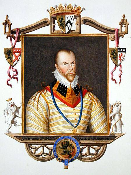 Portrait of Ambrose Dudley (c.1528-d.15 90) 1st Earl of Warwick from 'Memoirs of the Court of Queen à Sarah Countess of Essex