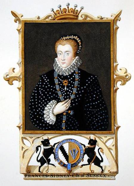 Portrait of Frances Sidney (d.c.1589) Countess of Sussex from 'Memoirs of the Court of Queen Elizabe à Sarah Countess of Essex