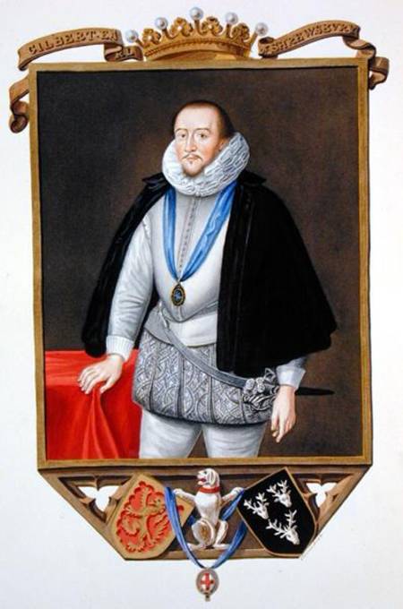 Portrait of Gilbert Talbot (1553-1616) 7th Earl of Shrewsbury from 'Memoirs of the Court of Queen El à Sarah Countess of Essex
