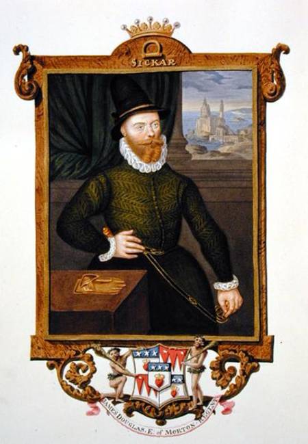 Portrait of James Douglas (c.1516-81) 4th Earl of Morton from 'Memoirs of the court of Queen Elizabe à Sarah Countess of Essex
