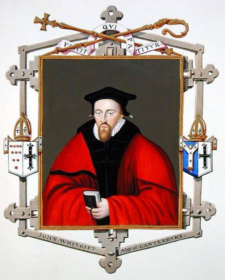 Portrait of John Whitgift (c.1530-1604) Archbishop of Canterbury from 'Memoirs of the Court of Queen à Sarah Countess of Essex