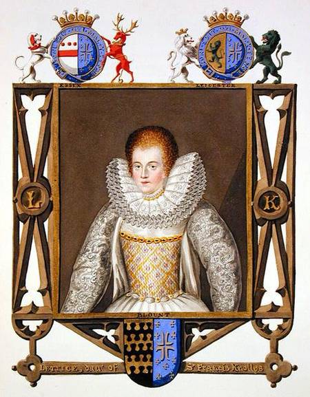 Portrait of Lettice Knollys (c.1541-1634) Daughter of Sir Francis Knollys from 'Memoirs of the Court à Sarah Countess of Essex
