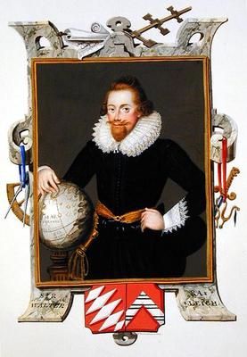 Portrait of Sir Walter Raleigh (c.1552-1618) from 'Memoirs of the Court of Queen Elizabeth', publish à Sarah Countess of Essex