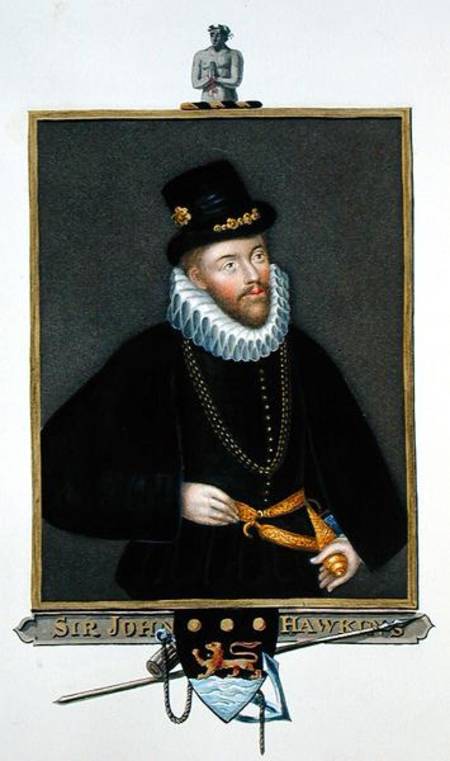 Portrait of Sir John Hawkins (1532-95) from 'Memoirs of the Court of Queen Elizabeth' after a triple à Sarah Countess of Essex