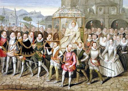 Queen Elizabeth I in procession with her Courtiers (c.1600/03) from 'Memoirs of the Court of Queen E à Sarah Countess of Essex