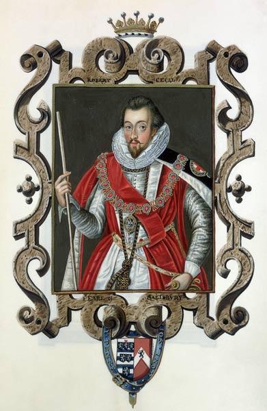 Portrait of Robert Cecil (1563-1612) 1st Earl of Salisbury from 'Memoirs of the Court of Queen Eliza à Sarah Countess of Essex