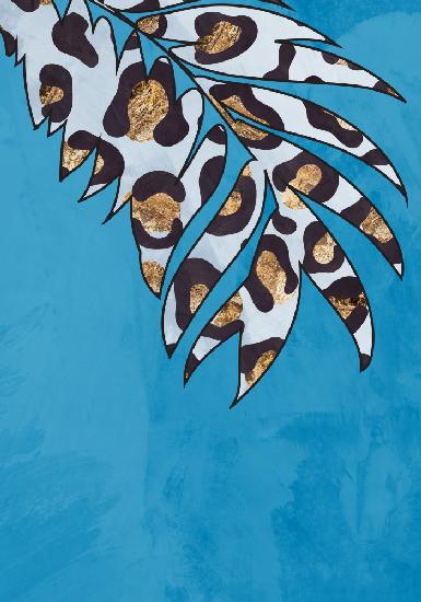 Blue leopard print animal leaf