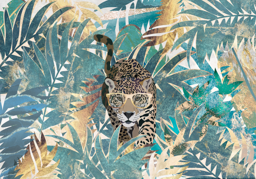 Jaguar Jungle Landscape Mural à Sarah Manovski