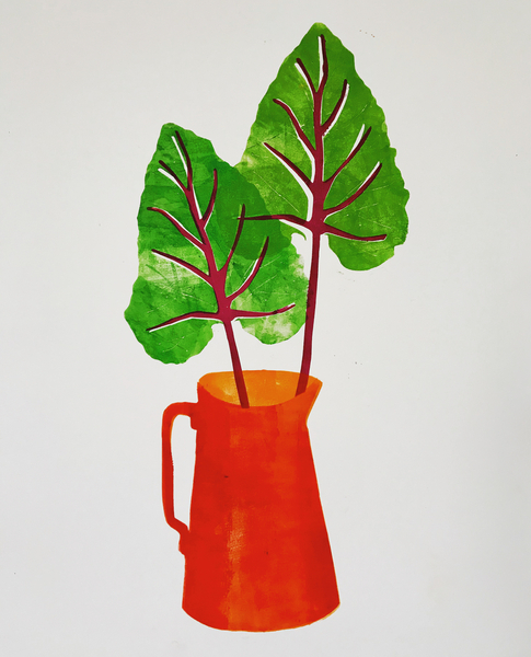 red jug with leaves à Sarah Thompson-Engels