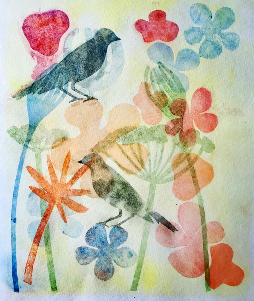 Two birds and flowers à Sarah Thompson-Engels