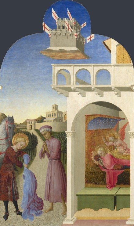 Saint Francis and the Poor Knight, and Francis's Vision (From Borgo del Santo Sepolcro Altarpiece) à Sassetta