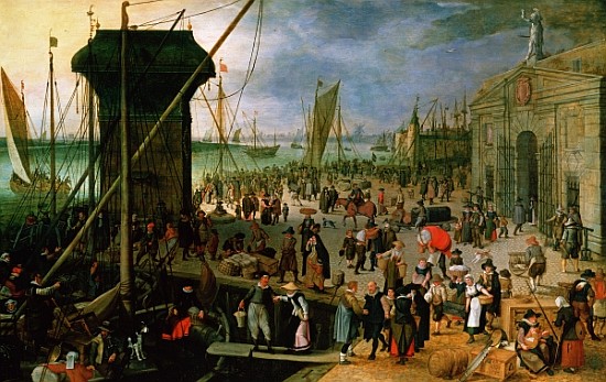 A View of Antwerp harbour with the Kraanenhoofd and the Werf Gate à Sebastian Vrancx