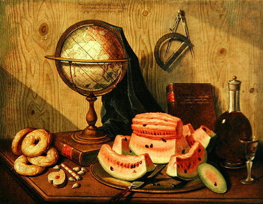 Still Life with Globe and Watermelon (oil on canvas) à Sebastiano Lazzari