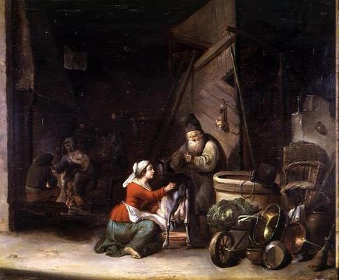 Rustic Interior (oil on canvas) à Sébastien Bourdon