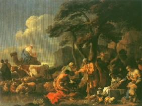 Jacob vergraebt les idoles sous le chêne par les Sichem
