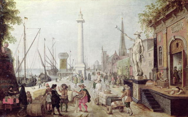 The Ancient Port of Antwerp (oil on canvas) à Sebastien Vrancx