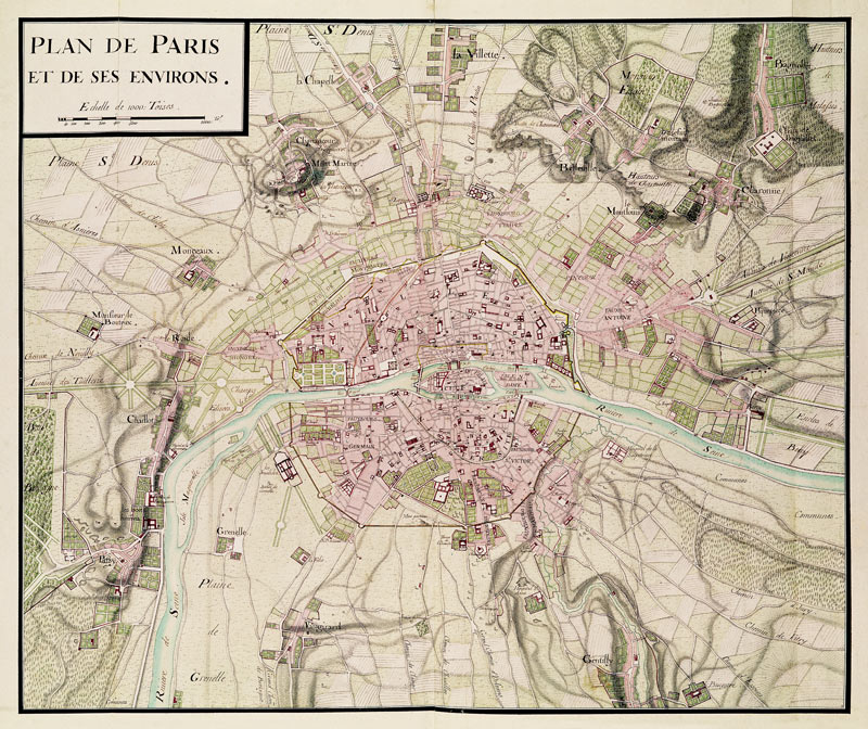 Map of Paris and its Surroundings, from ''Oisivetes'' à Sebastien Le Prestre de Vauban