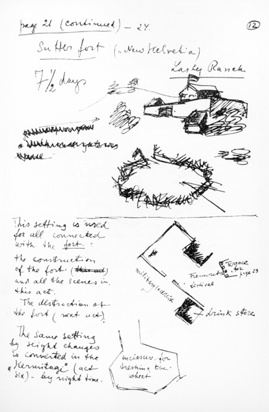 Page 21 of the synopsis of Sutters Gold, c.1930-35 (pen & ink on paper) (b/w photo) à Sergei Eisenstein