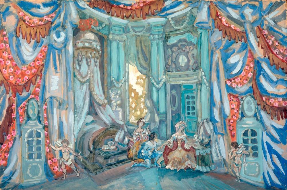 Figaros Hochzeit Bühnenbildentwurf à Sergei Jurijewitsch Sudeikin