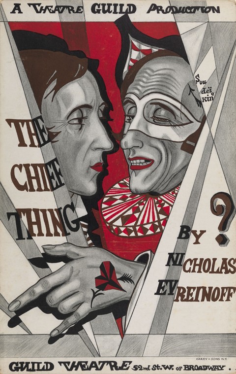 Poster for "The Chief Thing", play by Nikolai Evreinov à Sergei Jurijewitsch Sudeikin