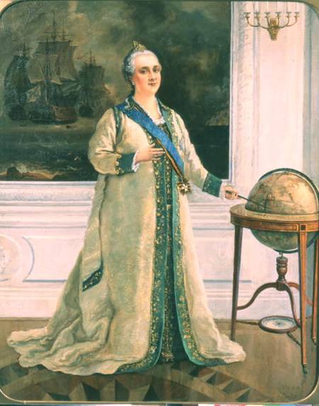 Empress Catherine II (1729-96) in naval full dress à Sergei Varlenovich Pen